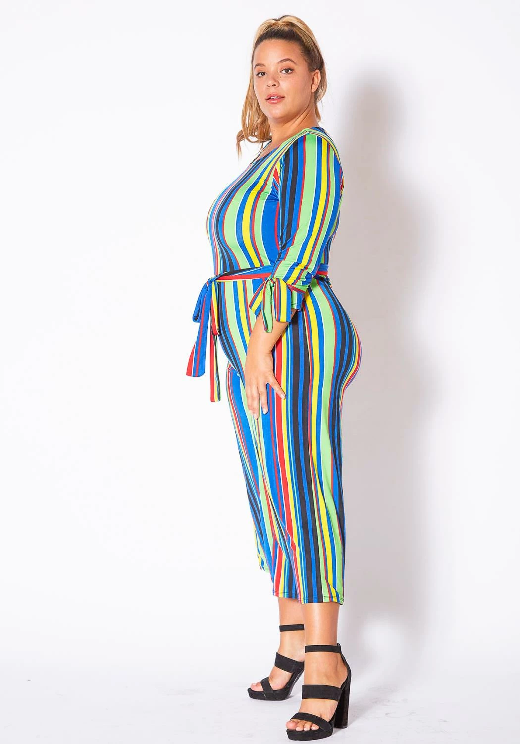 Asoph Curvy Womens Over The Rainbow Striped Jumpsuit 3 Asoph Curvy Womens Over The Rainbow Striped Jumpsuit - Image 3