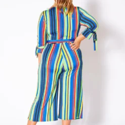 Asoph Curvy Womens Over The Rainbow Striped Jumpsuit 8 Asoph Curvy Womens Over The Rainbow Striped Jumpsuit -Radiant Drape Sales 2010722 188 2