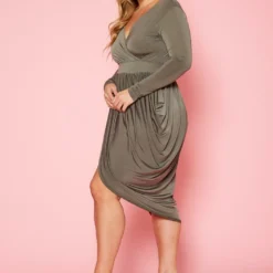 Plus Size Harem Draped Fit & Flare Midi Dress -Radiant Drape Sales 2011006 003 3