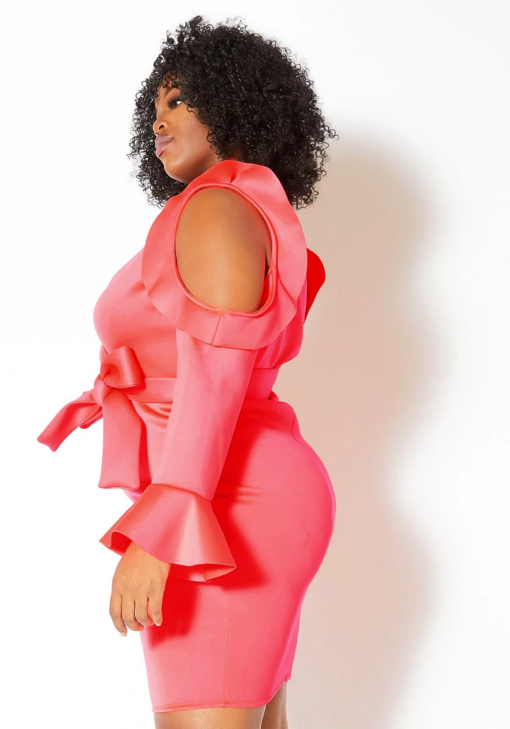 Asoph Plus Size Cold Shoulder Mini Celebration Tank Dress 3 Asoph Plus Size Cold Shoulder Mini Celebration Tank Dress - Image 3