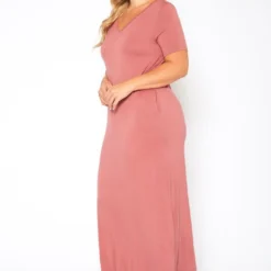Plus Size V-Neck Short Sleeve Maxi Dress With Pockets 7 Plus Size V-Neck Short Sleeve Maxi Dress With Pockets -Radiant Drape Sales 2011149 186 2