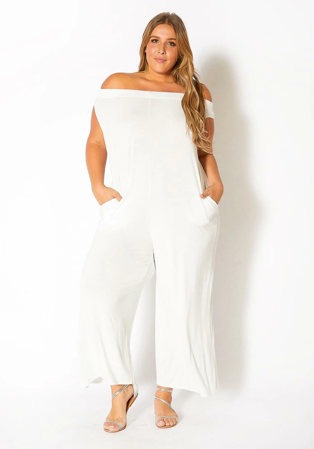 Bellatrix Plus Size Off Shoulder Wide Leg Jumpsuit 1 Bellatrix Plus Size Off Shoulder Wide Leg Jumpsuit