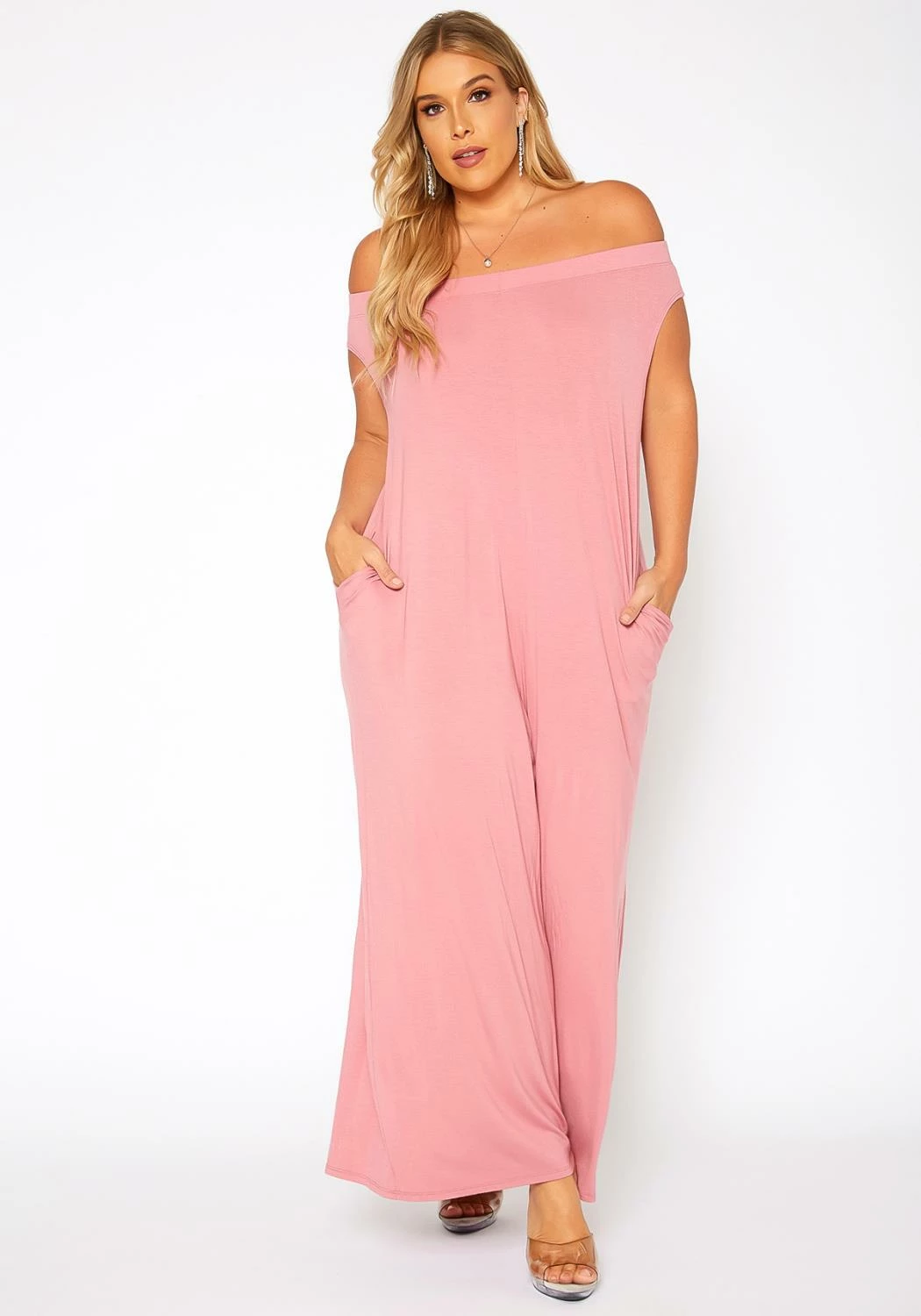Bellatrix Plus Size Off Shoulder Wide Leg Jumpsuit 1 Bellatrix Plus Size Off Shoulder Wide Leg Jumpsuit