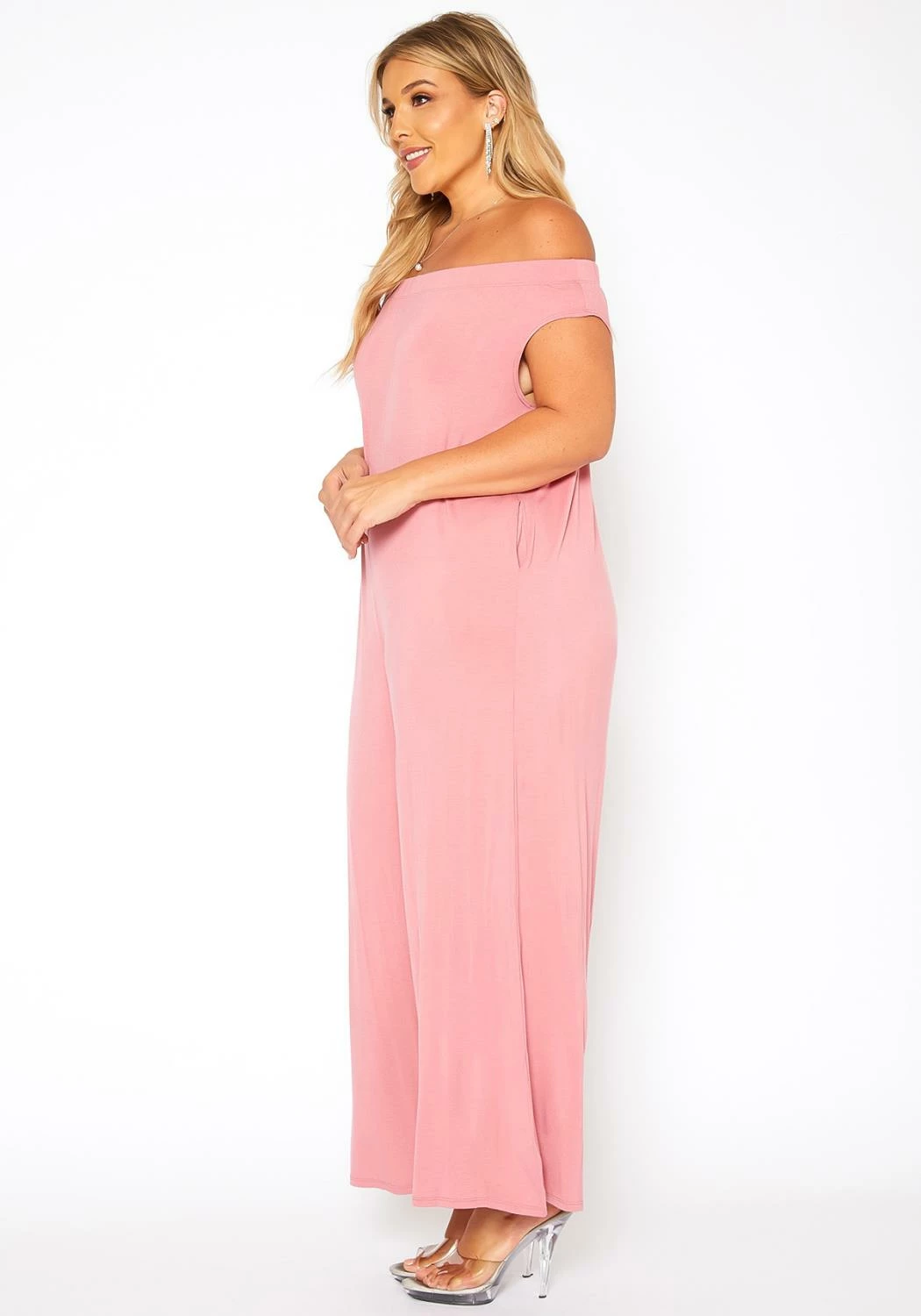 Bellatrix Plus Size Off Shoulder Wide Leg Jumpsuit 3 Bellatrix Plus Size Off Shoulder Wide Leg Jumpsuit - Image 3