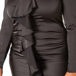 Asoph Plus Size Satin Waterfall Drape Long Sleeve Mini Dress 11 Asoph Plus Size Satin Waterfall Drape Long Sleeve Mini Dress -Radiant Drape Sales 2011254 001 4