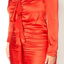 Asoph Plus Size Satin Waterfall Drape Long Sleeve Mini Dress 10 Asoph Plus Size Satin Waterfall Drape Long Sleeve Mini Dress -Radiant Drape Sales 2011254 120 5