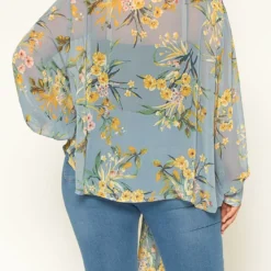 Pleione Plus Size Floral Tie Front Blouse -Radiant Drape Sales 2011295 205 2