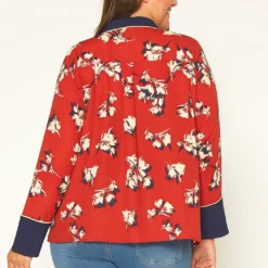 Pleione Floral Navy Contrast Pajama Blouse -Radiant Drape Sales 2011297 249 2