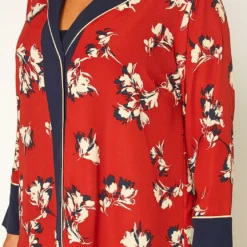 Pleione Floral Navy Contrast Pajama Blouse -Radiant Drape Sales 2011297 249 3