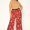 Pleione Plus Size Floral Navy Contras Palazzo Pants