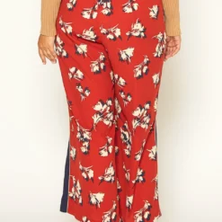Pleione Plus Size Floral Navy Contras Palazzo Pants -Radiant Drape Sales 2011299 249 2