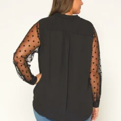 Pleione Plus Size Mesh Dot Wrap Blouse -Radiant Drape Sales 2011307 001 2