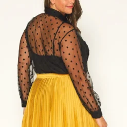 Pleione Plus Size Polkadot Mesh Blouse With Cami -Radiant Drape Sales 2011309 001 2