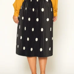 Pleione Plus Size Pleated Polkadot Midi Skirt -Radiant Drape Sales 2011311 172 2