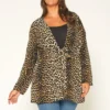 Pleione Plus Size Leopard Tie Front Top
