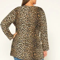 Pleione Plus Size Leopard Tie Front Top -Radiant Drape Sales 2011313 516 2