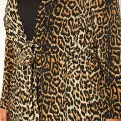 Pleione Plus Size Leopard Tie Front Top -Radiant Drape Sales 2011313 516 3