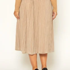 Pleione Plus Size Lurex Pleated Maxi Skirt -Radiant Drape Sales 2011316 119 2