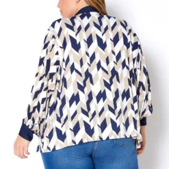 Pleione Plus Size Geo Print Open Front Cardigan -Radiant Drape Sales 2011323 118 2