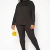 Asoph Plus Size Chill In Mock Neck Sweater & Leggings Set