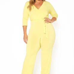 Asoph Plus Size Fancy V Neck Flare Jumpsuit