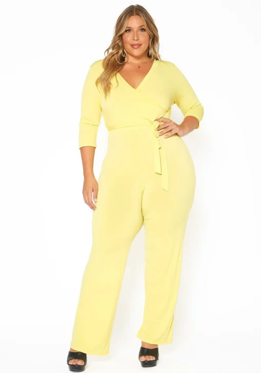 Asoph Plus Size Fancy V Neck Flare Jumpsuit -Radiant Drape Sales 2011574 105 0