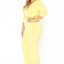 Asoph Plus Size Fancy V Neck Flare Jumpsuit -Radiant Drape Sales 2011574 105 3