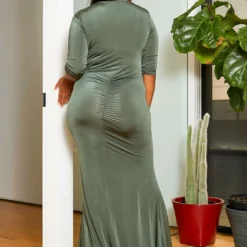 Asoph Plus Size Sincere Olive Womens Mermaid Flare Maxi Gown 6 Asoph Plus Size Sincere Olive Womens Mermaid Flare Maxi Gown -Radiant Drape Sales 2011576 125 2