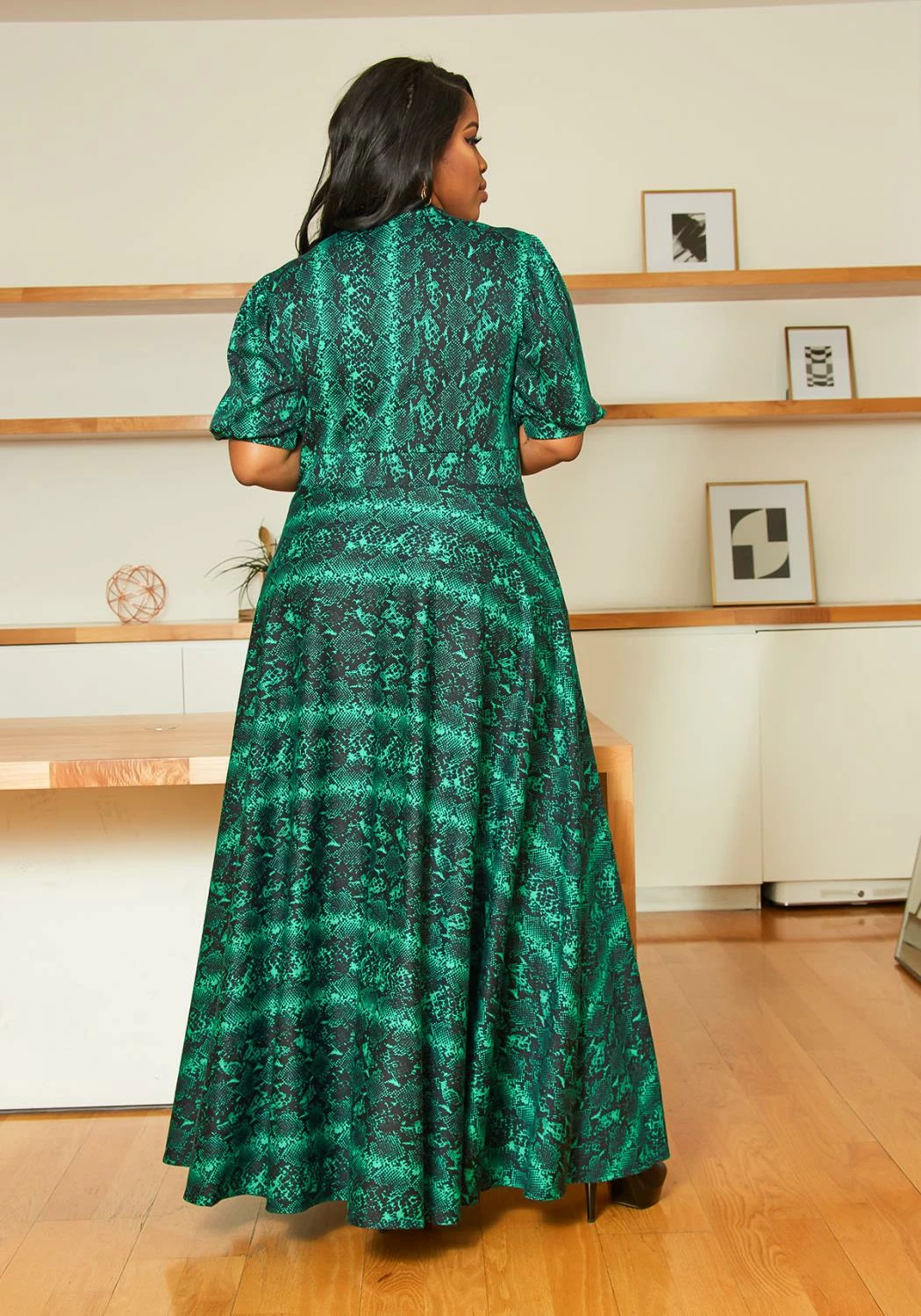Asoph Plus Size Emerald Snakeskin Maxi Dress 3 Asoph Plus Size Emerald Snakeskin Maxi Dress - Image 3