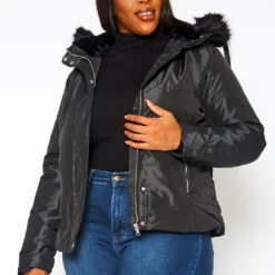 Asoph Plus Size Faux Fur Padded Coat