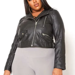 Asoph Plus Size Notch Collar Faux Leather Jacket -Radiant Drape Sales 2011858 001 4