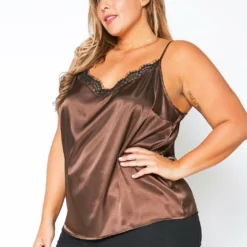 Pleione Plus Size Lace Trim Cami Top -Radiant Drape Sales 2012137 106 0