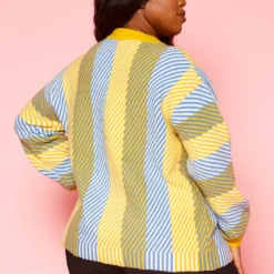 Pleione Plus Size Multi Stripe Cozy Crewneck Sweater -Radiant Drape Sales 2012142 105 11