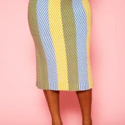 Pleione Plus Size Multi Stripe Midi Knit Skirt -Radiant Drape Sales 2012143 105 7