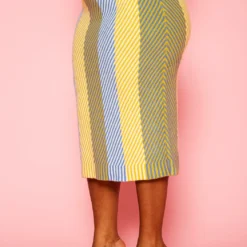 Pleione Plus Size Multi Stripe Midi Knit Skirt -Radiant Drape Sales 2012143 105 8