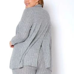 Pleione Plus Size Cozy Ribbed Longline Cardigan -Radiant Drape Sales 2012146 107 2