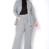 Pleione Plus Size High Waist Ribbed Knit Straight Pants