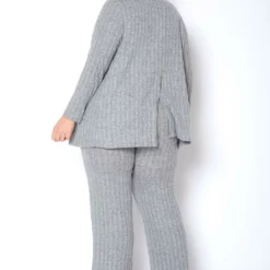 Pleione Plus Size High Waist Ribbed Knit Straight Pants 6 Pleione Plus Size High Waist Ribbed Knit Straight Pants -Radiant Drape Sales 2012148 107 2