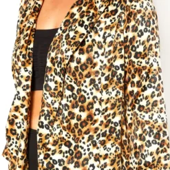 Asoph Plus Size Satin Leopard Open Front Thin Blazer -Radiant Drape Sales 2012259 361 4
