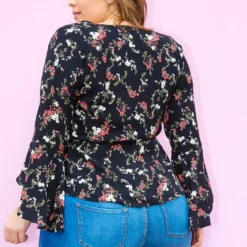 Asoph Plus Size Spring Floral Bell Long Sleeve Blouse -Radiant Drape Sales 2013548 001 2