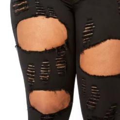 Vibrant Plus Size Stripe Distressed Black Denim Skinny Jean 11 Vibrant Plus Size Stripe Distressed Black Denim Skinny Jean -Radiant Drape Sales 2013643 001 4