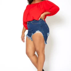 Vibrant Plus Size High Waisted Destroyed Denim Shorts 7 Vibrant Plus Size High Waisted Destroyed Denim Shorts -Radiant Drape Sales 2013648 939 1