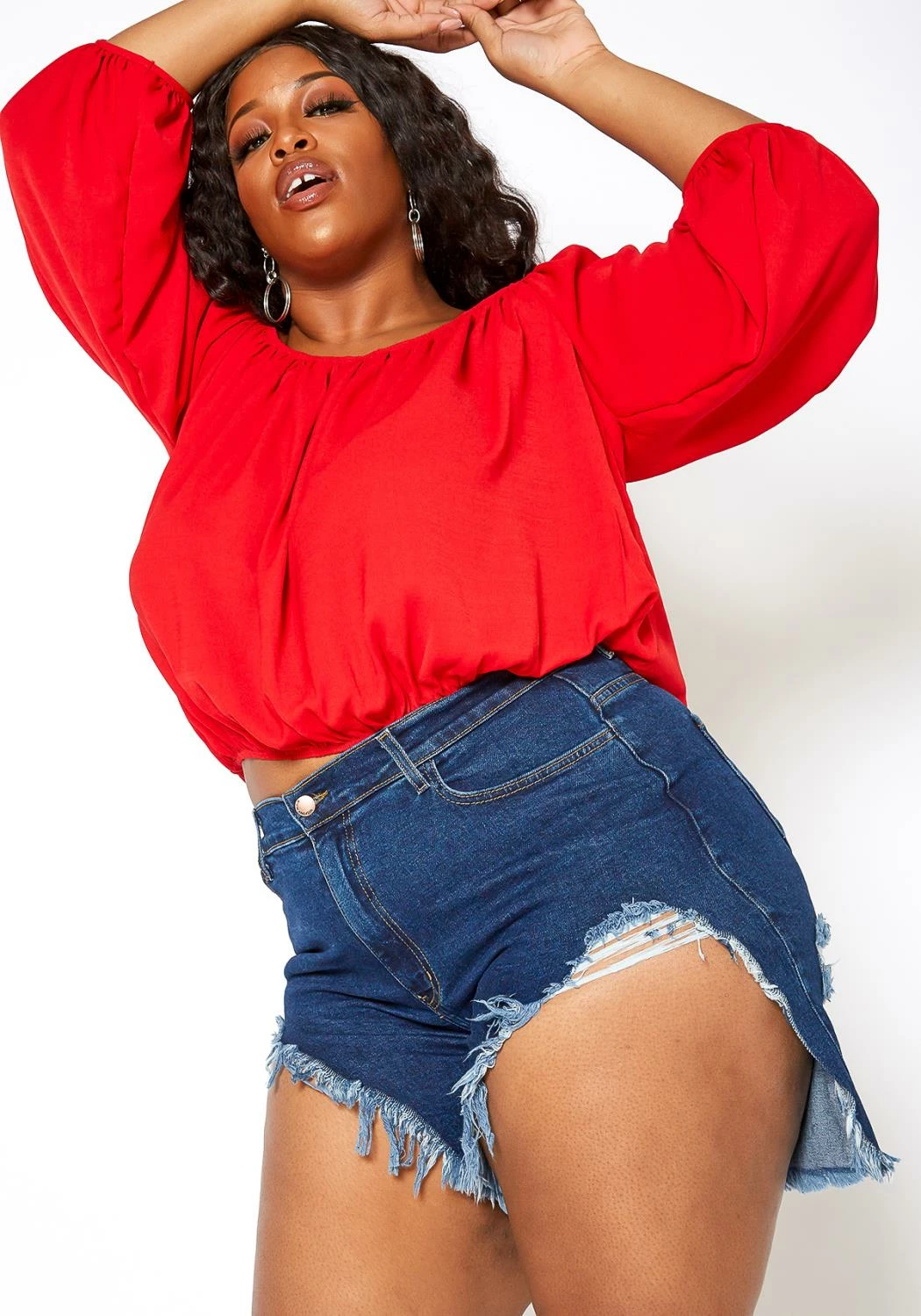 Vibrant Plus Size High Waisted Destroyed Denim Shorts 1 Vibrant Plus Size High Waisted Destroyed Denim Shorts
