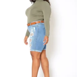 Vibrant Light Wash Distressed Bermuda Plus Size Shorts 7 Vibrant Light Wash Distressed Bermuda Plus Size Shorts -Radiant Drape Sales 2013650 938 1