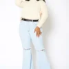 Vibrant Plus Size Womens Bold Flare Hem Denim Jean