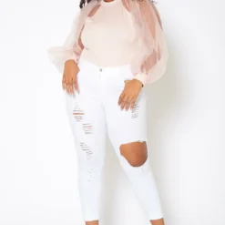 Vibrant Plus Size Womens Mid Rise Front Distressed Skinny Jeans 6 Vibrant Plus Size Womens Mid Rise Front Distressed Skinny Jeans -Radiant Drape Sales 2013656 002 1