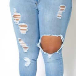 Vibrant Plus Size Womens Light Wash Distressed Denim Jeans 9 Vibrant Plus Size Womens Light Wash Distressed Denim Jeans -Radiant Drape Sales 2013657 938 4