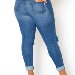 Vibrant Plus Size Knee Destroyed Mid Waist Jean -Radiant Drape Sales 2013658 938 2
