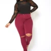 Vibrant Plus Size Classic Knee Rip Skinny Jeans