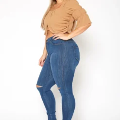 Vibrant Plus Size Medium Washed Knee Rip Denim Jean 7 Vibrant Plus Size Medium Washed Knee Rip Denim Jean -Radiant Drape Sales 2013660 938 2